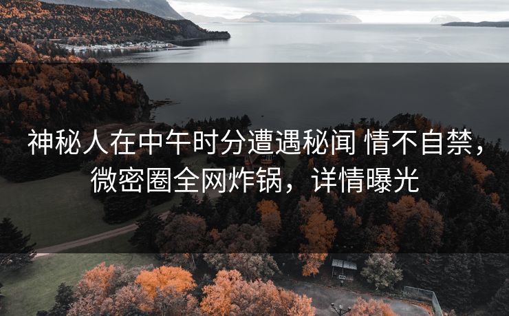 神秘人在中午时分遭遇秘闻 情不自禁，微密圈全网炸锅，详情曝光