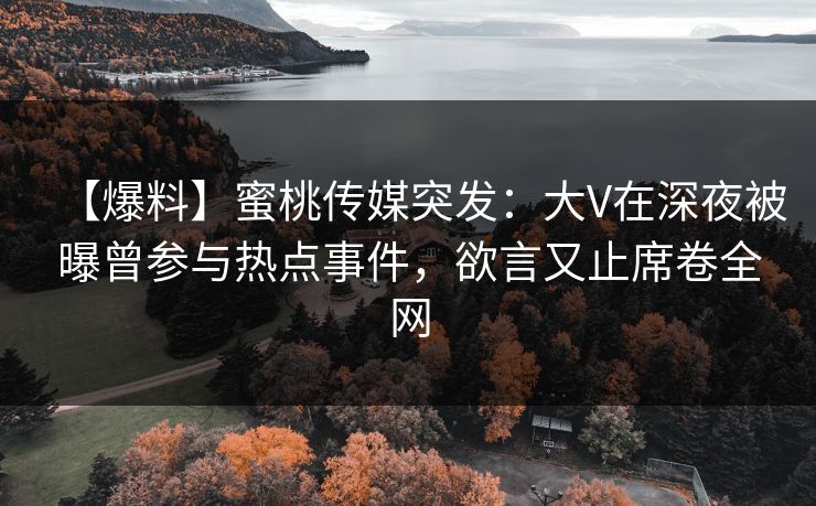 【爆料】蜜桃传媒突发：大V在深夜被曝曾参与热点事件，欲言又止席卷全网