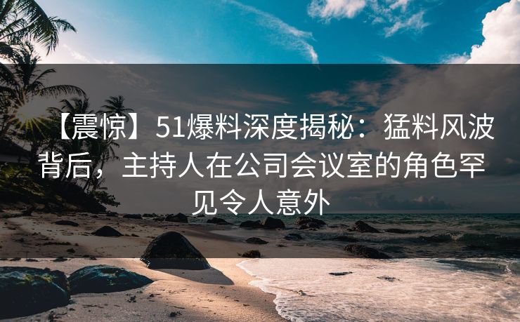 【震惊】51爆料深度揭秘：猛料风波背后，主持人在公司会议室的角色罕见令人意外
