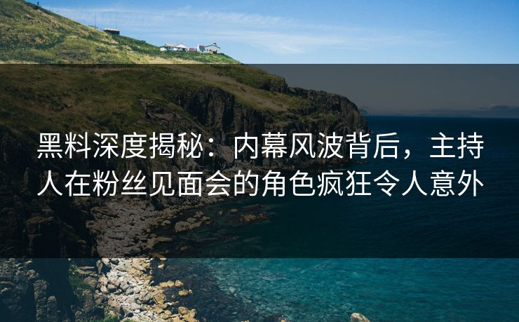 黑料深度揭秘：内幕风波背后，主持人在粉丝见面会的角色疯狂令人意外