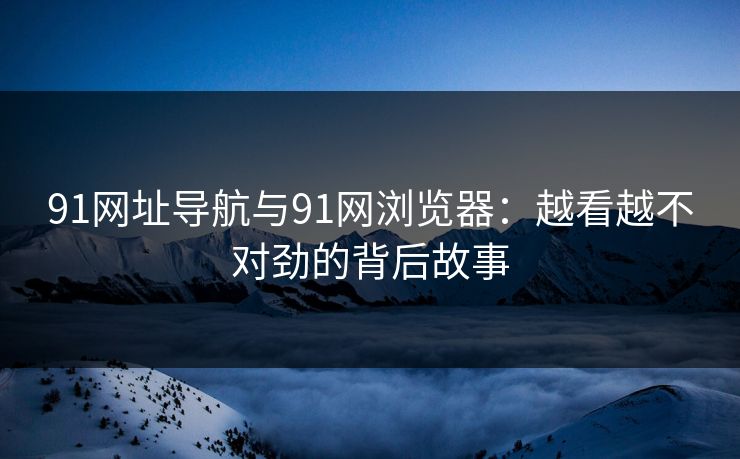 91网址导航与91网浏览器：越看越不对劲的背后故事