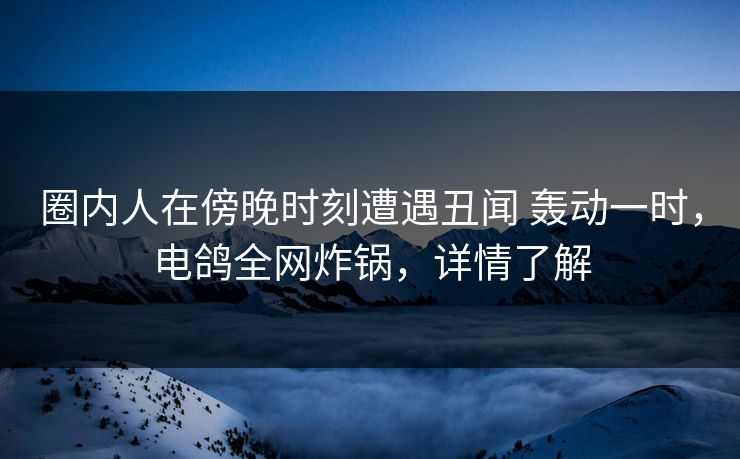 圈内人在傍晚时刻遭遇丑闻 轰动一时，电鸽全网炸锅，详情了解